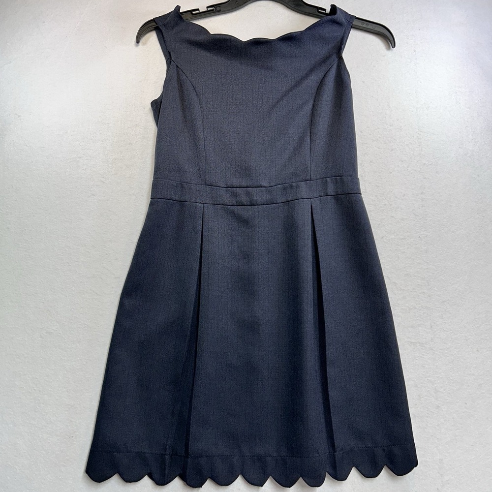 Revelry Dress Scalloped Neck Medium Blue